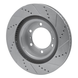 Lexus GX460 Brake Rotor (1) - Front Left - R1 Concepts - Drilled & Slotted - Silver - `10-`24